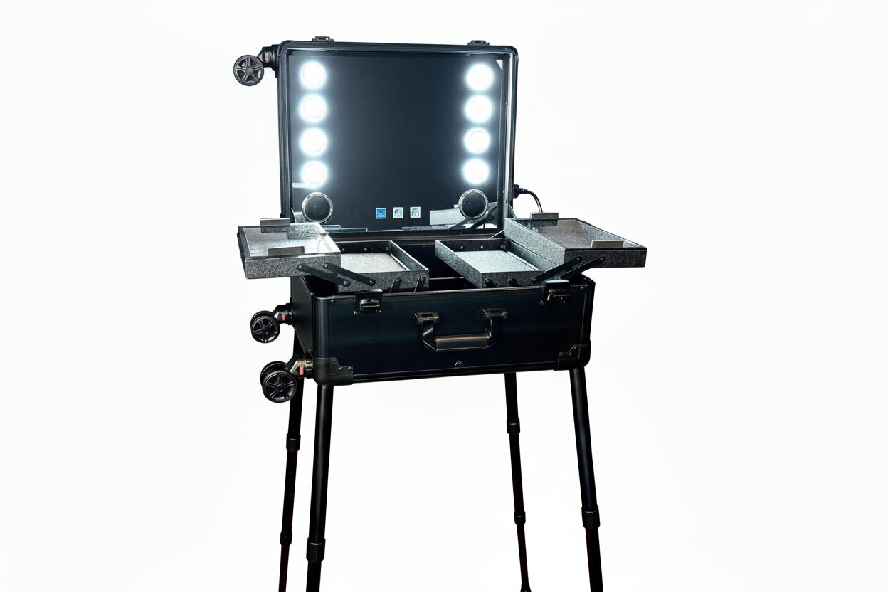 MALETIN CON ESPEJO LED Y ALTAVOCES PARA BARBERIA - Bravo Spain