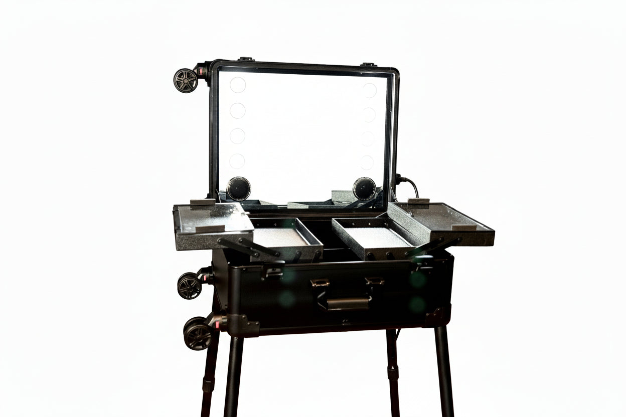 MALETIN CON ESPEJO LED Y ALTAVOCES PARA BARBERIA - Bravo Spain