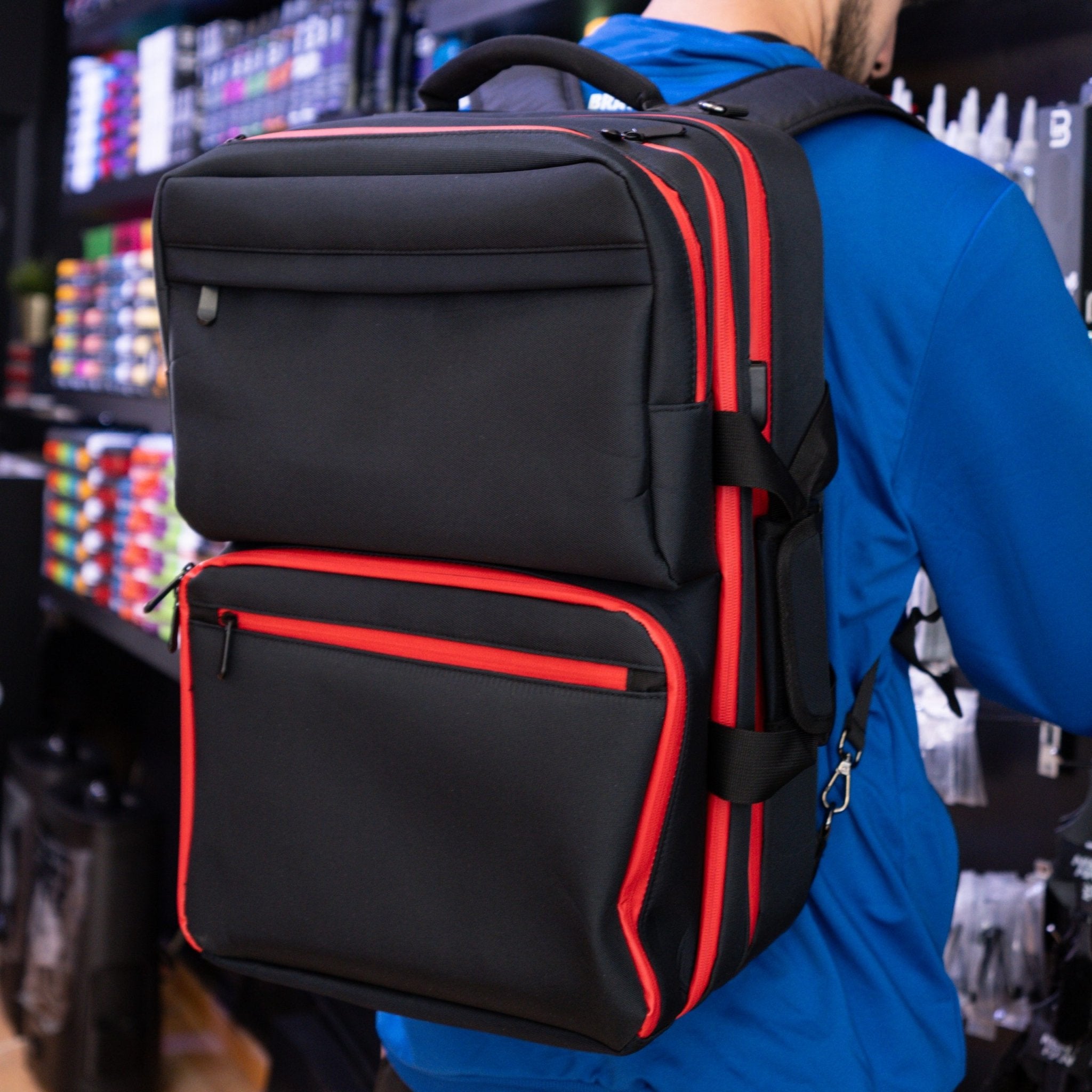 MOCHILA PROFESIONAL BARBERO NEGRO Y ROJO - Bravo Spain