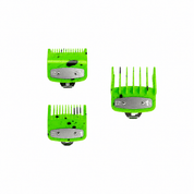 PEINES / GUIAS UNIVERSALES METALICOS X3 VERDE FLUOR CON SALPICADURAS (0.5/ 1/ 1.5) - BRAVO - 1 - Bravo Spain
