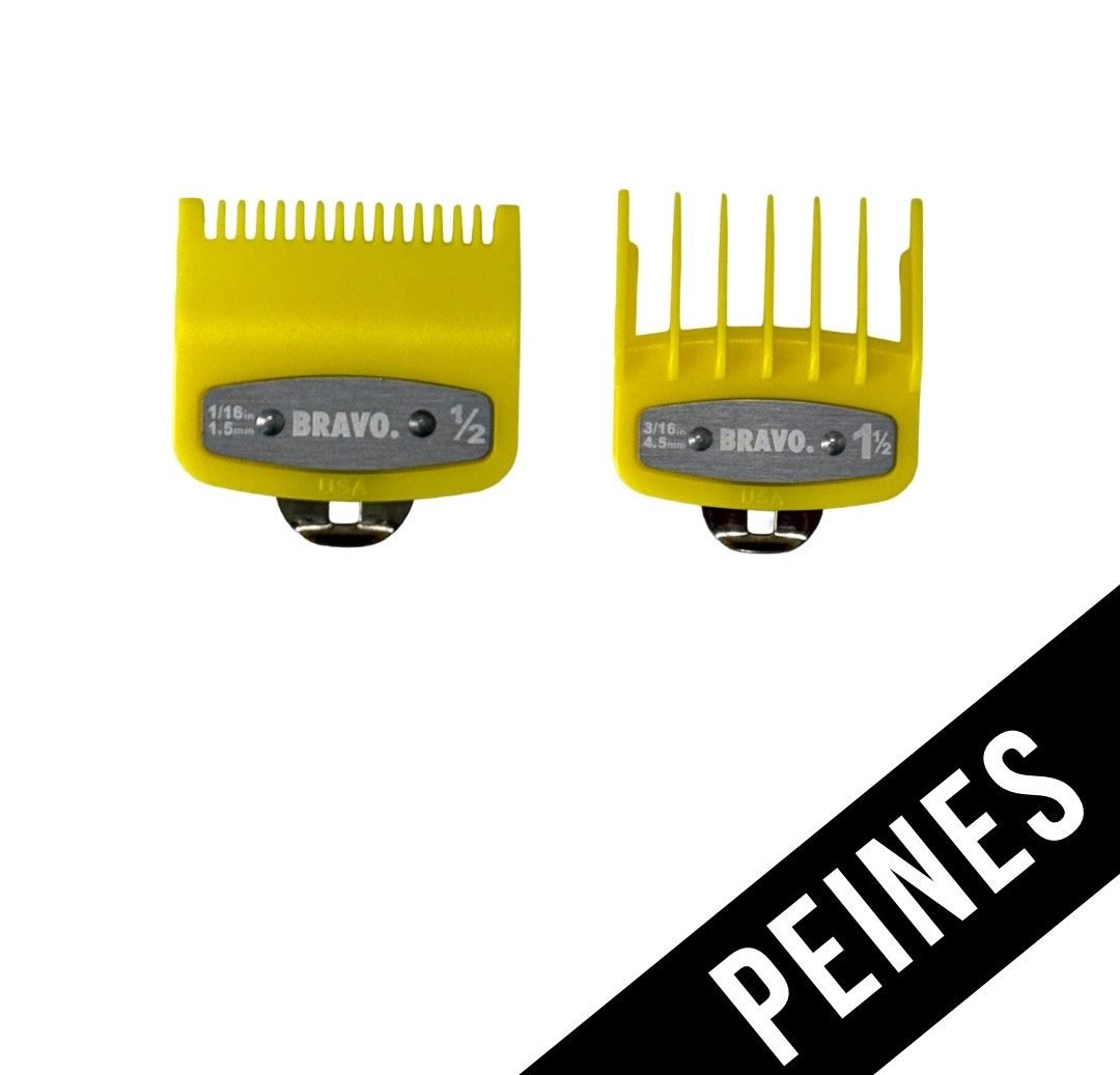 PEINES/GUIAS UNIVERSALES METALICOS X2 AMARILLO (0.5 Y 1.5) - BRAVO - Bravo Spain