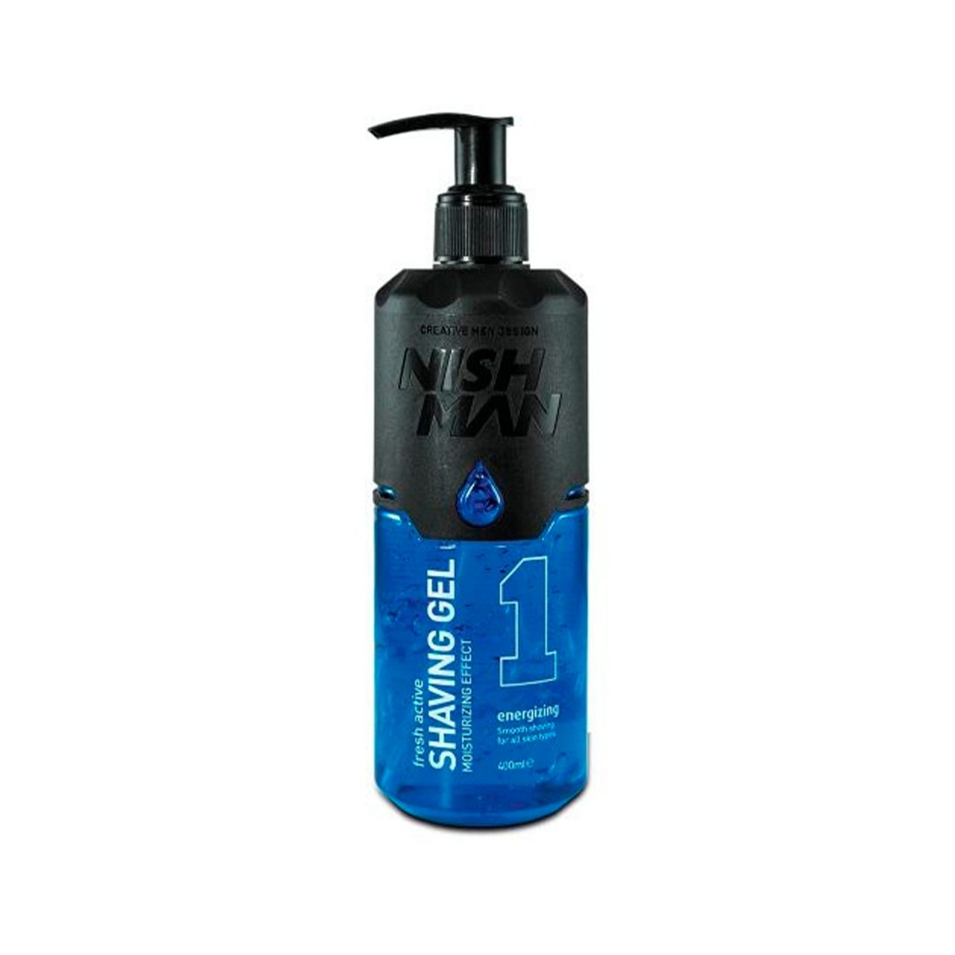 SHAVING GEL WITH PUMP BLUE 01 (400ML) - NISHMAN - Bravo Spain