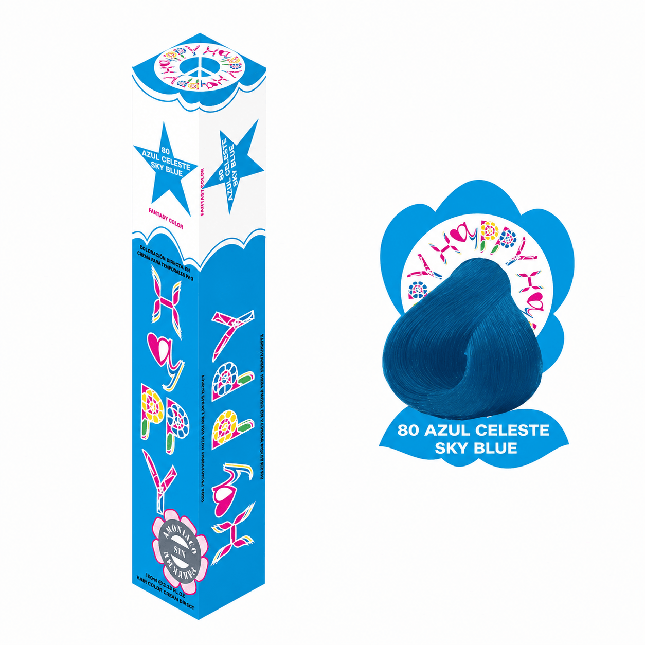 TINTE SEMIPERMANENTE AZUL CELESTE 80 100ML - HAYPPY-1 - Bravo Spain