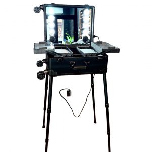 MALETIN CON ESPEJO LED Y ALTAVOCES PARA BARBERIA